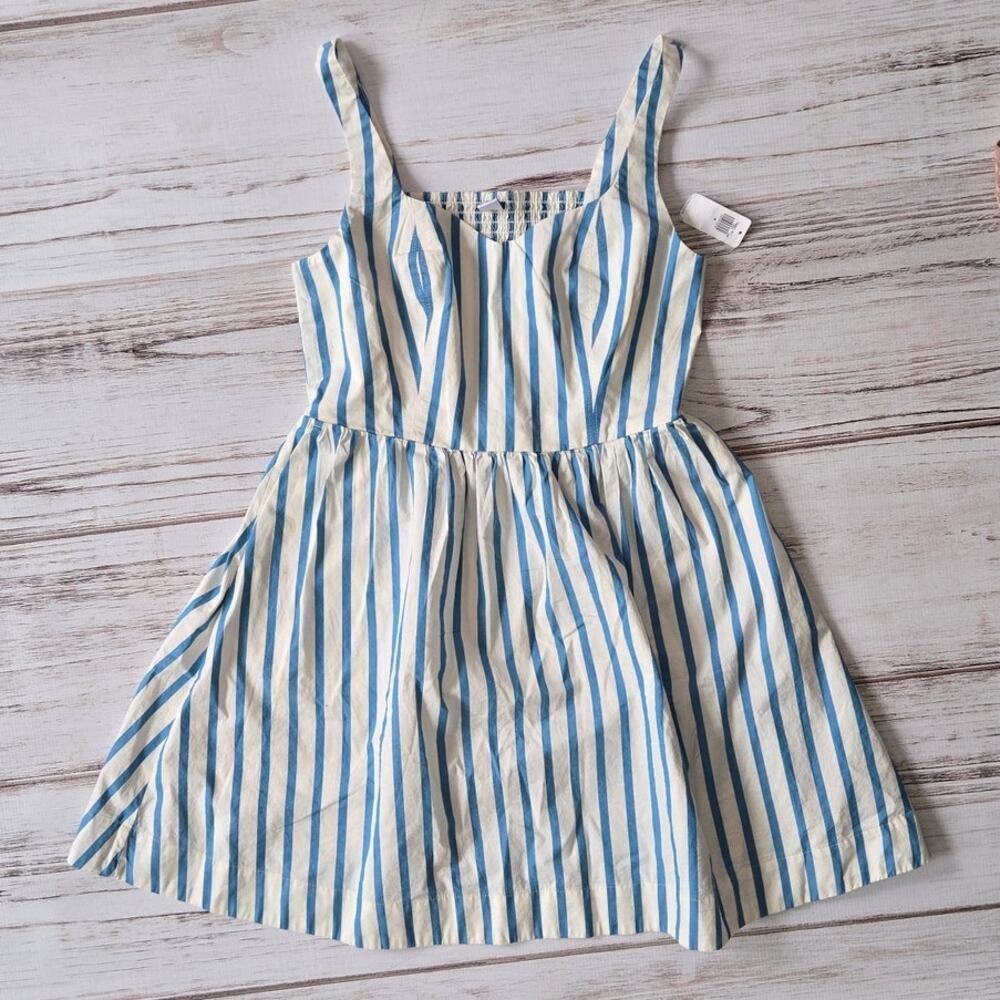 Blue and White Striped Sleeveless Sundress